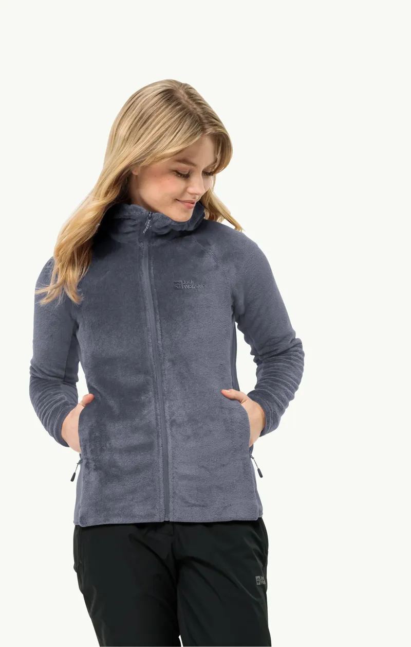 Jack Wolfskin Rotwand Hooded Full Zip Jacket Womens in Dolphin